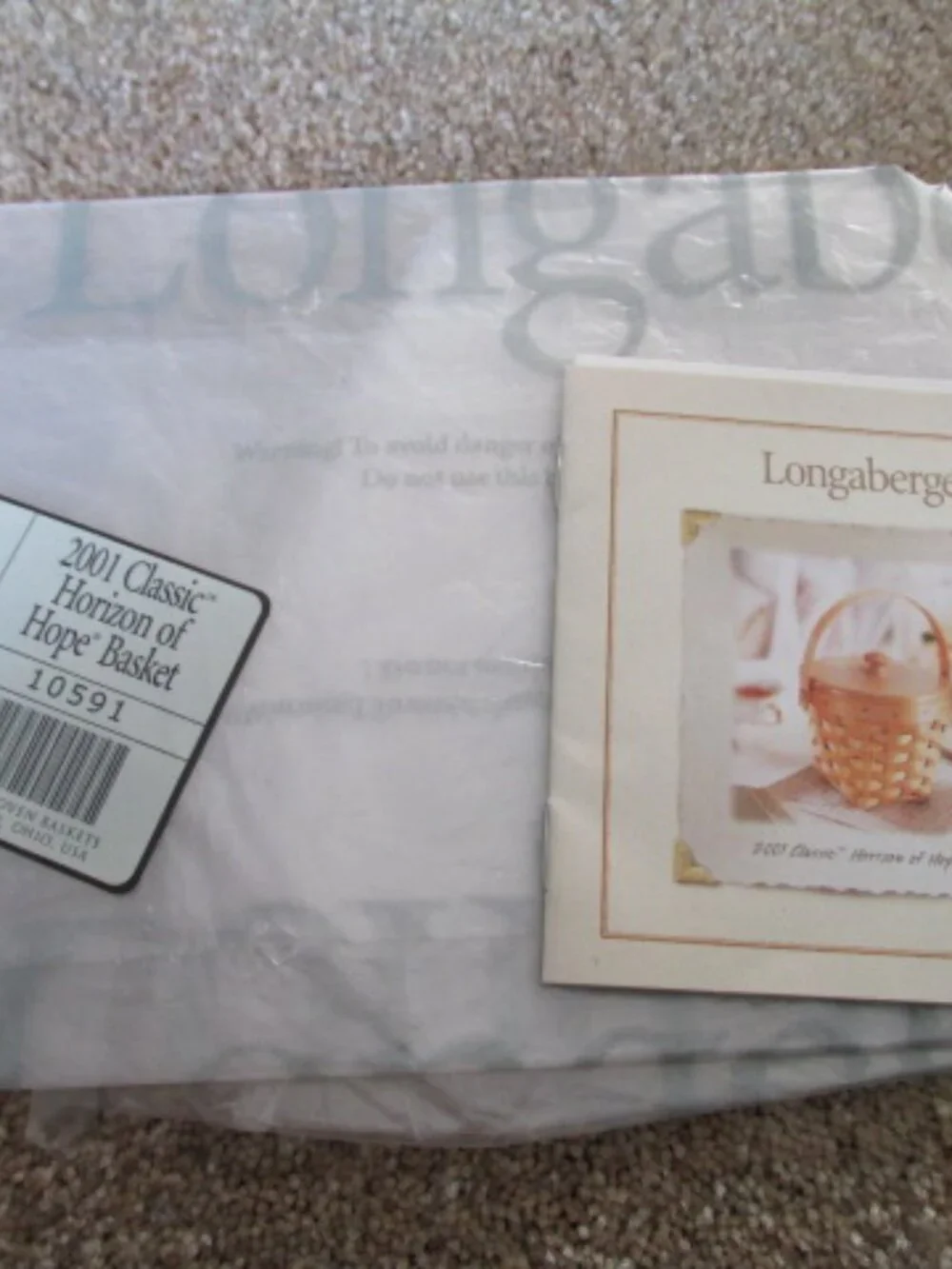 Longaberger 2001 Horizon of Hope Classic basket plus extras
